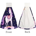 thumbnail image 4 of Hanging Towels 1 Pcs, Dish Towels Unicorn Standing on a Rainbow Absorbent Hand Towels with Hanging Loop Washcloth for Bathroom Kitchen, 4 of 6