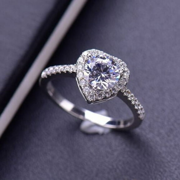 Forever Jewels 1Ct Round Cut Moissanite Women Halo Engagement Ring 14K White Gold Plated