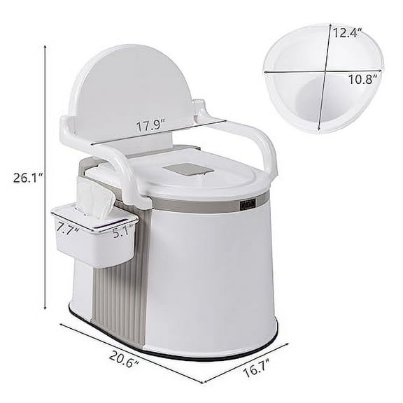 Portable Toilet Travel Toilet, Lightweight Camping Porta Potty with Back & Handrail Design, Detachable Inner Bucket & Removable Paper Holder, Camping RV Toilet for Adult, -, Hom