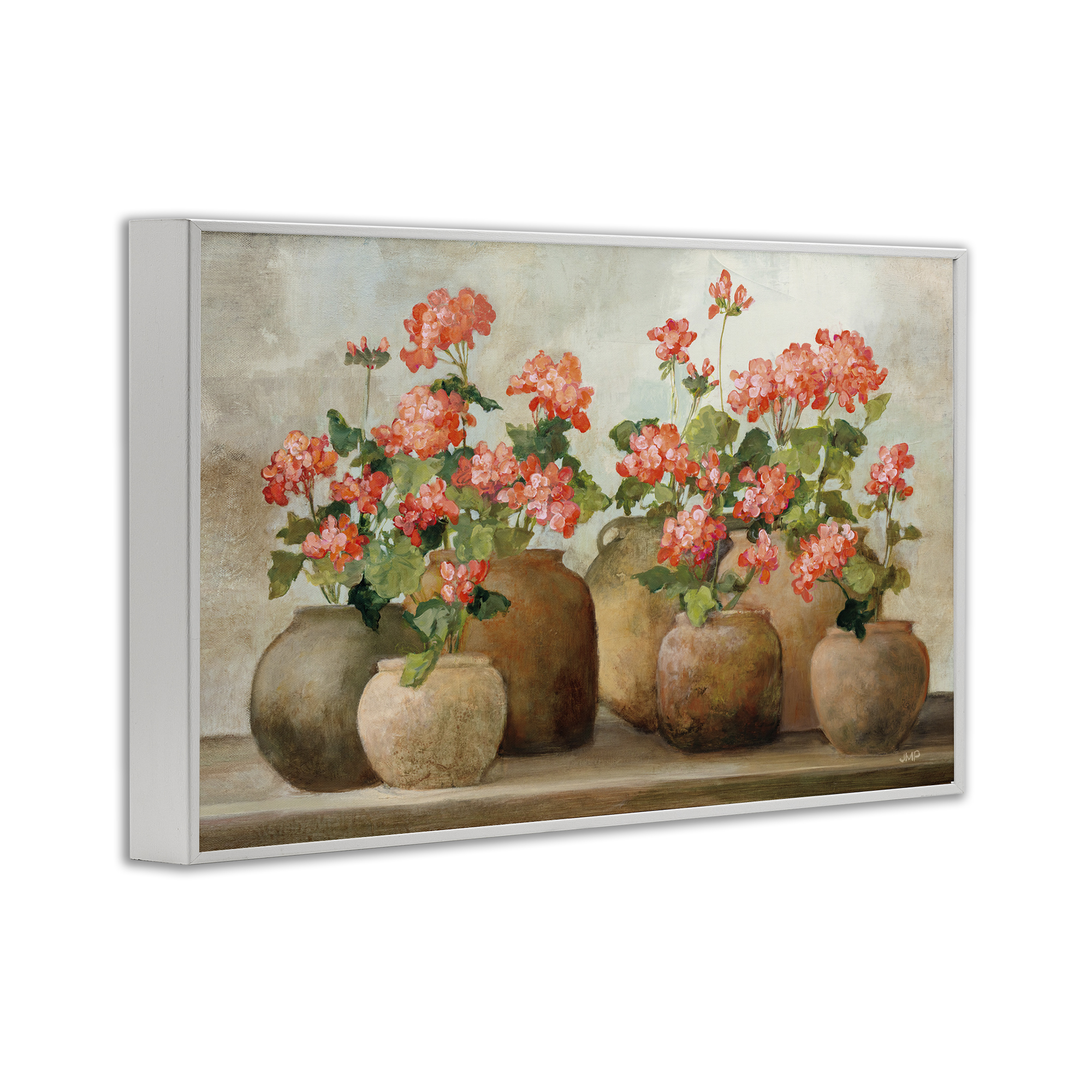 Stupell Industries Pink Cottage Geraniums Botanical & Floral Painting White Framed Art Print Wall Art, 18 x 12