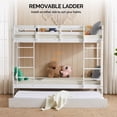 thumbnail image 4 of Ktaxon Solid Wood Twin-over-Twin Bunk Bed with Trundle, Bunk Bed Frame with Guardrails & Charging Station, White, 4 of 9