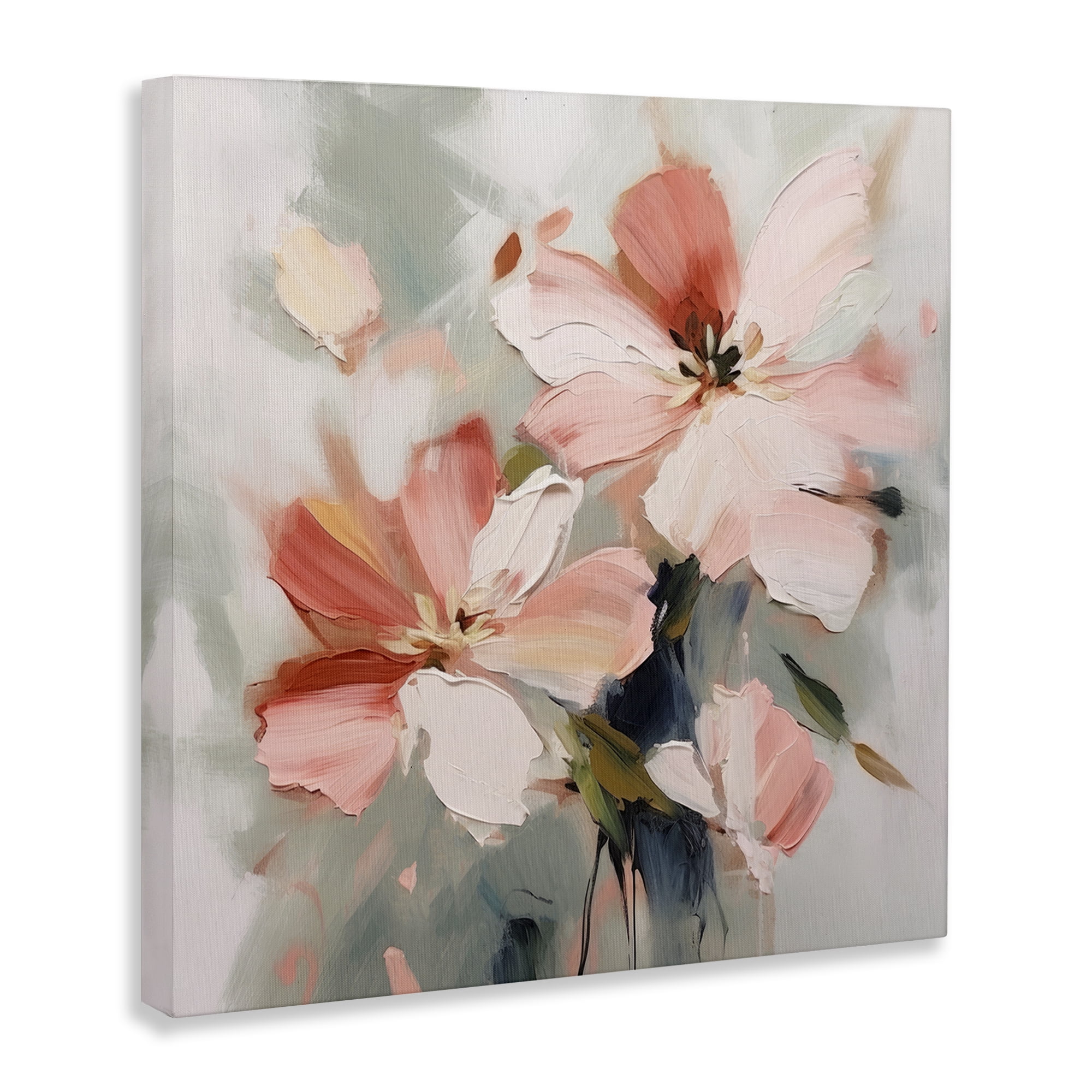 Stupell Industries Charming Pink Blossoms Plants & Flowers Painting Wrapped Canvas Art Print Wall Art, 30 x 30