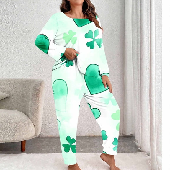 Censtreet Plus Size Women's Pajamas Sets 2 Piece Long Sleeve Pj Sleepwear Soft Comfy Tops and Pants XL-5XL