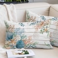 thumbnail image 2 of Beach Coastal Pillow Covers King, Summer Nautical Coral Shell Botanical Vintage Soft Brushed Microfiber Breathable Throw Pillow Covers, Pillowcase with Zipper for Couch Sofa Bedroom 20"x36", 2 of 9