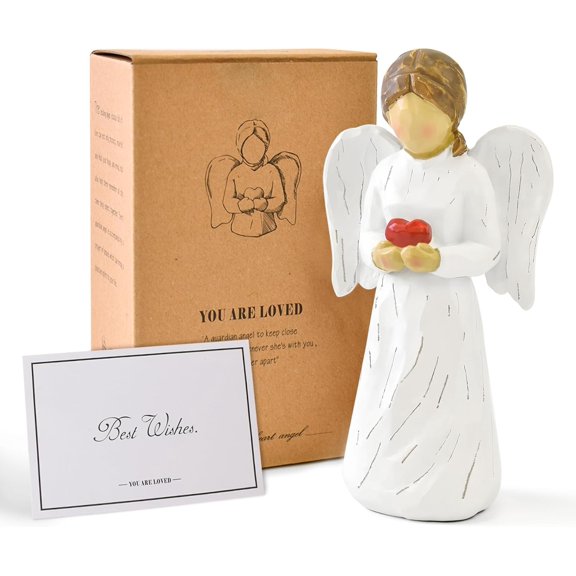 Angel Figurines for Women, Guardian Angel Statue, Resin Angels Figurines, Sonny Holding a Heart Angel Statue for Retirement Memorial Mom Nurse Birthday Christmas Sympathy Gifts and Home Decor