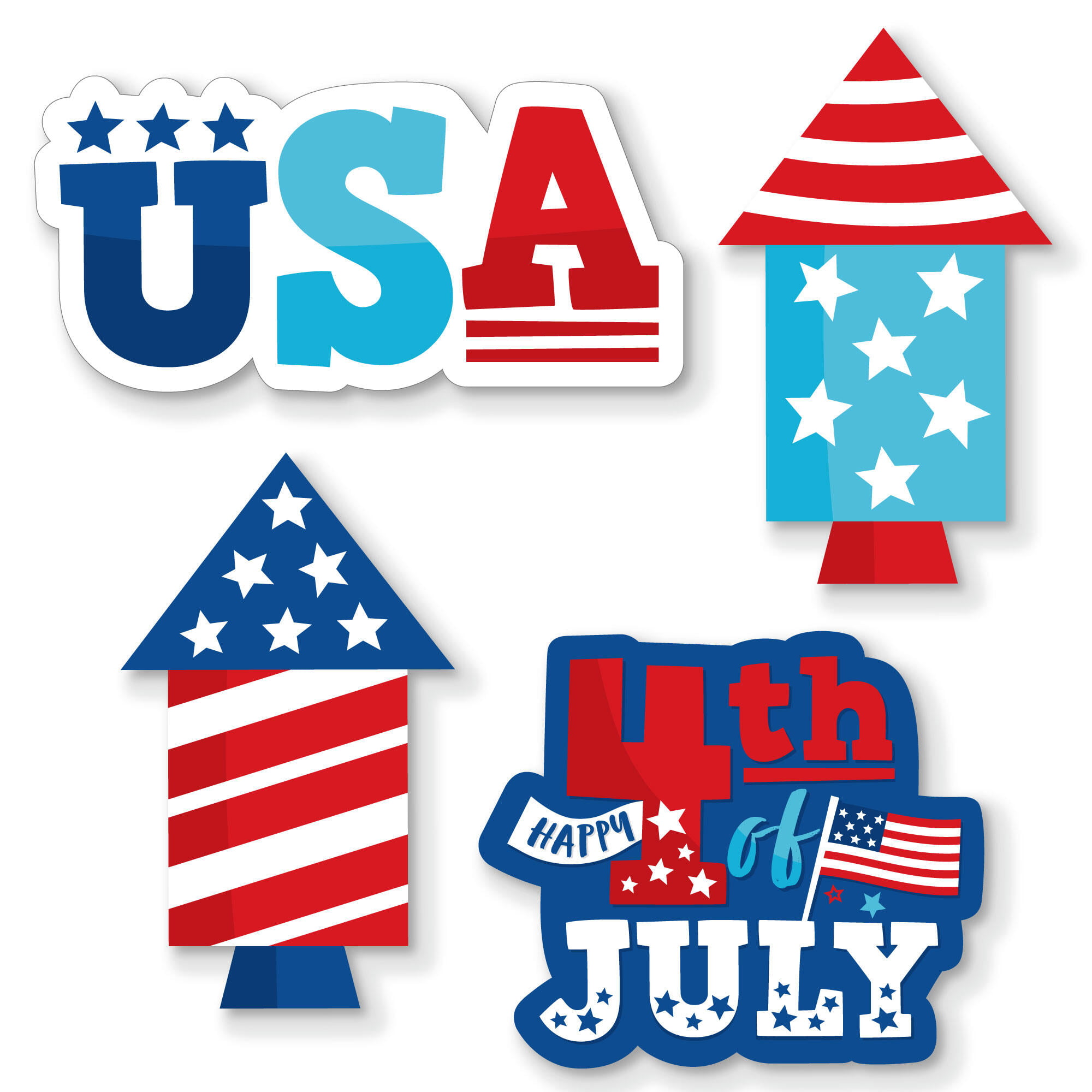 DIY Shaped Party Cut-Outs for Independence Day 4th of July 24 Count 