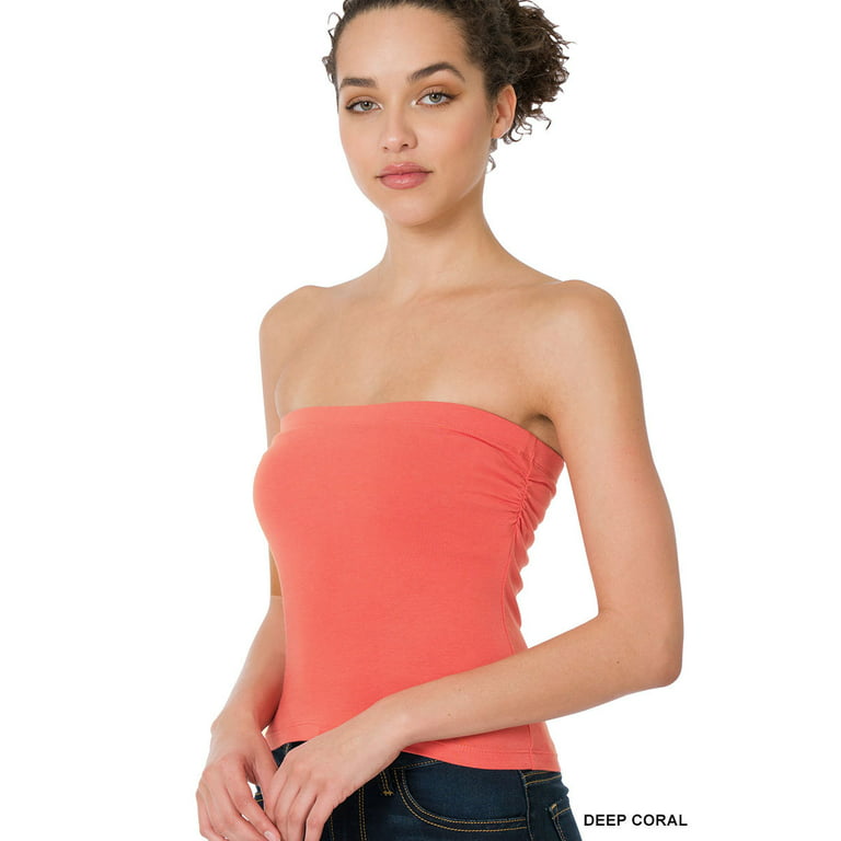 TheLovely Women's Casual Strapless Bandeau Cotton Tube Top w/Built-In Layer( Bra) 