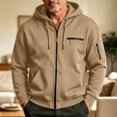 thumbnail image 4 of Hvogkswy Zip Up Jackets for Men Solid Color Long Sleeve Drawstring Hooded Jacket Fall Casual Multi Pockets Hoodie Tops, 4 of 6