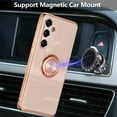 thumbnail image 4 of czcpp-Electroplated Magnetic Ring Holder Case for Samsung Galaxy A56 5G, 360 Degree Rotation Metal Anti-Drop Finger Ring Holder Magnet Car Holder Soft Slim Silicone Shockproof Cover - Light Pink, 4 of 4
