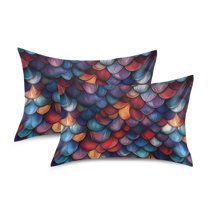 Yayeee Pillowcase King Size Set of 2 Satin Wrinkle Resistant Envelope Pillow Case, Purple Dragon Scales Pattern