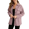 thumbnail image 2 of ClodeEU Womens Oversized Lapel Button Down Jacket ,Casual Long Sleeve Trendy Shacket Jacket Pink,Womens Plus L, 2 of 8