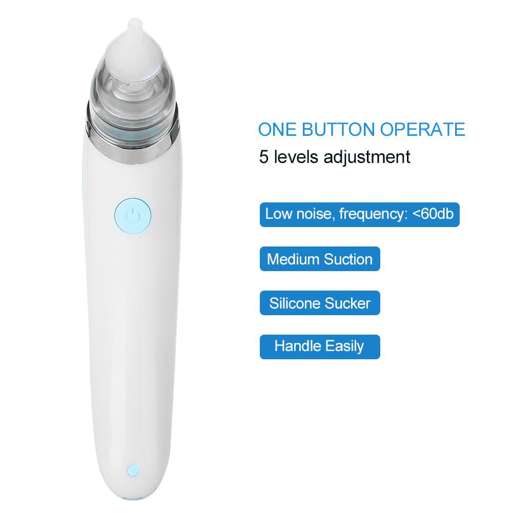 for Toddlers Kids Adults Blackhead Removal Pore Vacuum with 5 Suction Levels and 4 Suction Head Blue Electric Nasal Aspirator