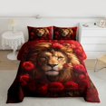 thumbnail image 2 of Feelyou 3D Wildlife Lion Full Size Comforter Sets, Red Rose Flower Bedding Comforter Set, Couple Lover Men Women Reversible Bedding Sets, Lightweight Room Decor, 3 Pieces, 2 of 8