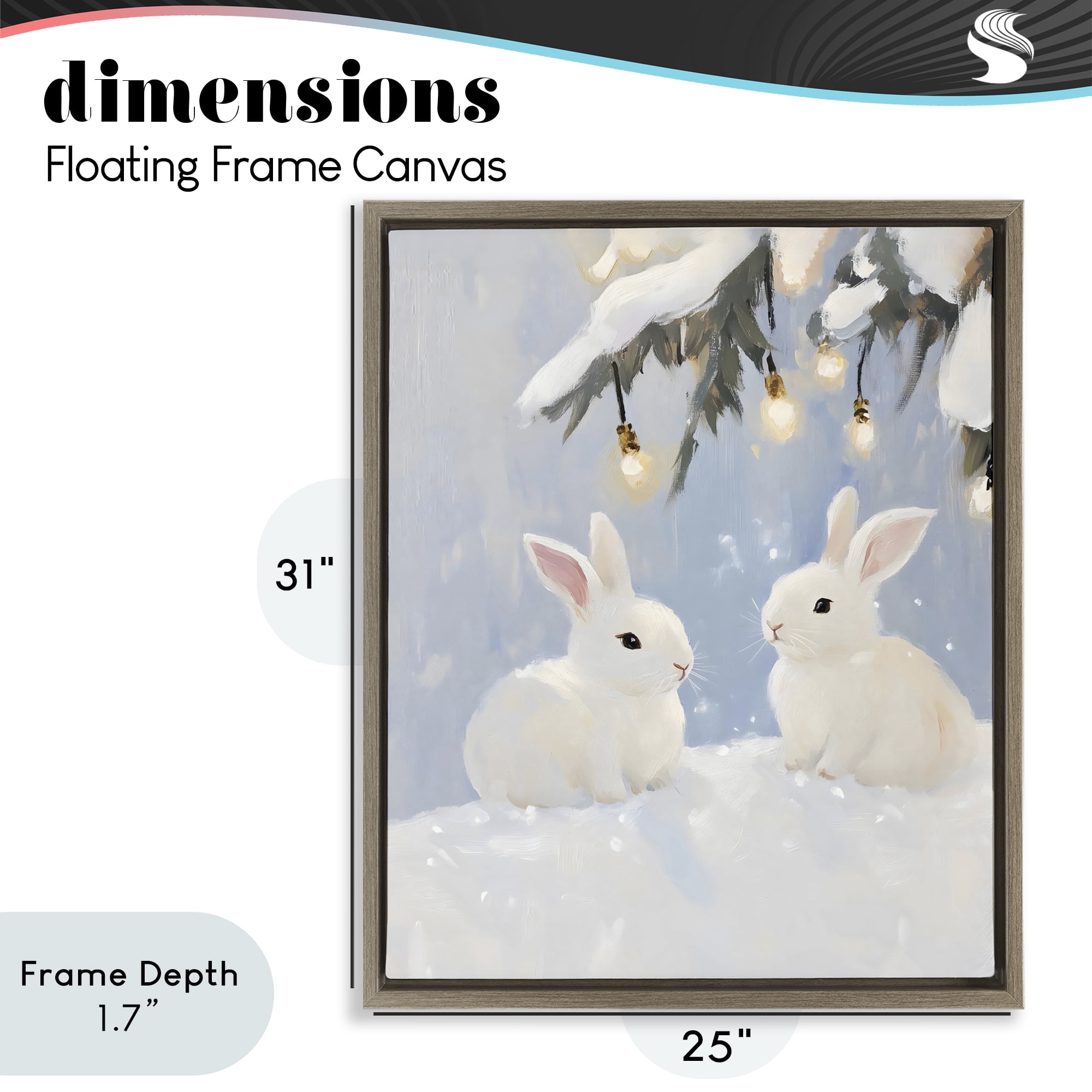 Stupell Industries Winter Bunnies Under Twinkling Lights Brown Framed Floater Canvas Wall Art, design by The Prints Vibe