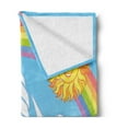 thumbnail image 2 of Nautical Soft Flannel Fleece Throw Blanket, Sailing Ship in the Sky Under Rainbow Circle Surreal Sun Happiness, Cozy Plush for Indoor and Outdoor Use, 60" x 80", Multicolor, by Ambesonne, 2 of 5