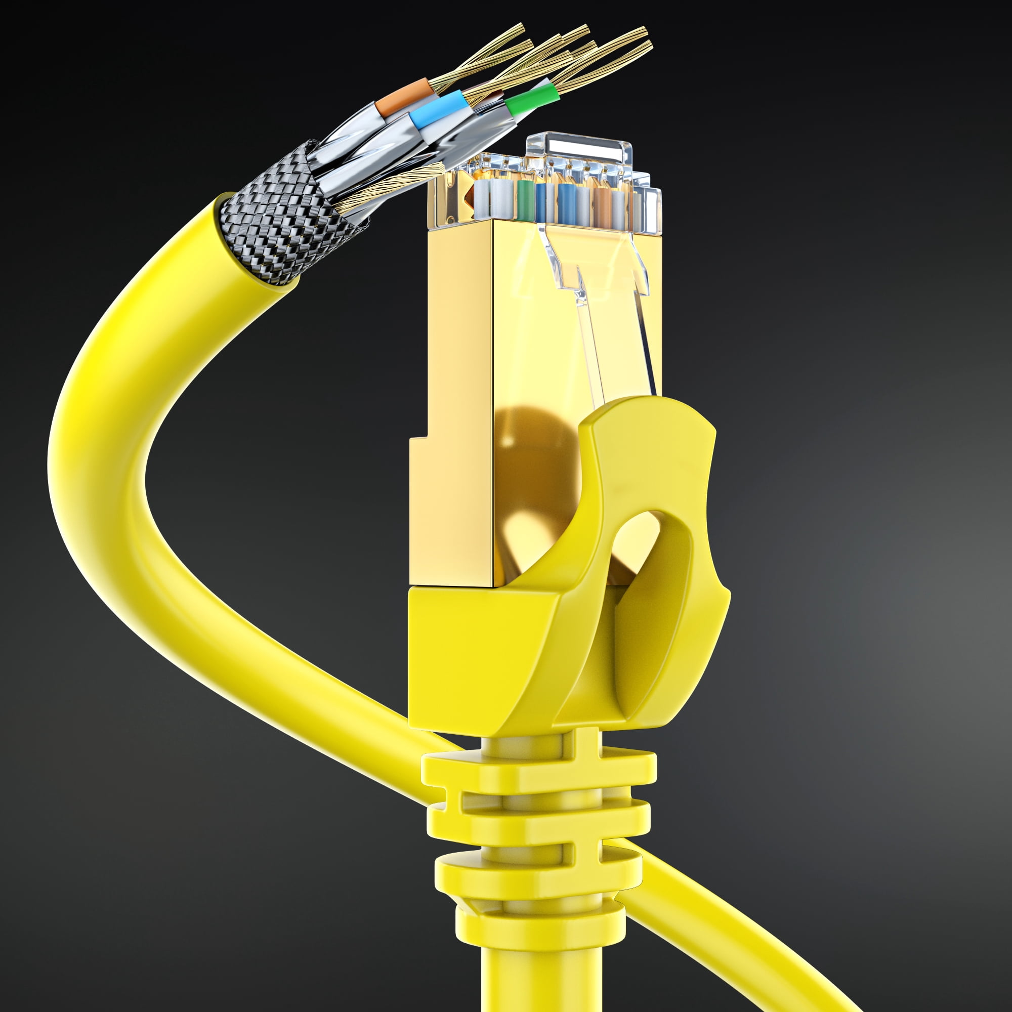 Cat 7 Ethernet Cable 100 ft - High-Speed Cat7 Internet & Network LAN Patch Cables, RJ45 Connectors - Perfect for Gaming, Streaming, and More (Yellow)