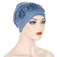 thumbnail image 4 of Hauaitttt Flower Head Hat Cap Ethnic Bohemian Floral Hair Cover Wrap Turban Headwear Turban Cap Pleated Hat Hair Bands for Sports Womens Sweat Bands Headbands for Workouts Hair Headband Headbands, 4 of 4