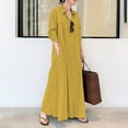 thumbnail image 1 of IDALL Robes Maxi, Robes Décontractées pour Femmes Robe Chemise Longue en Coton et Lin avec Poches Robe à Manches Longues, Robes Longues, Robes pour Femmes Robe Jaune G, 1 of 4
