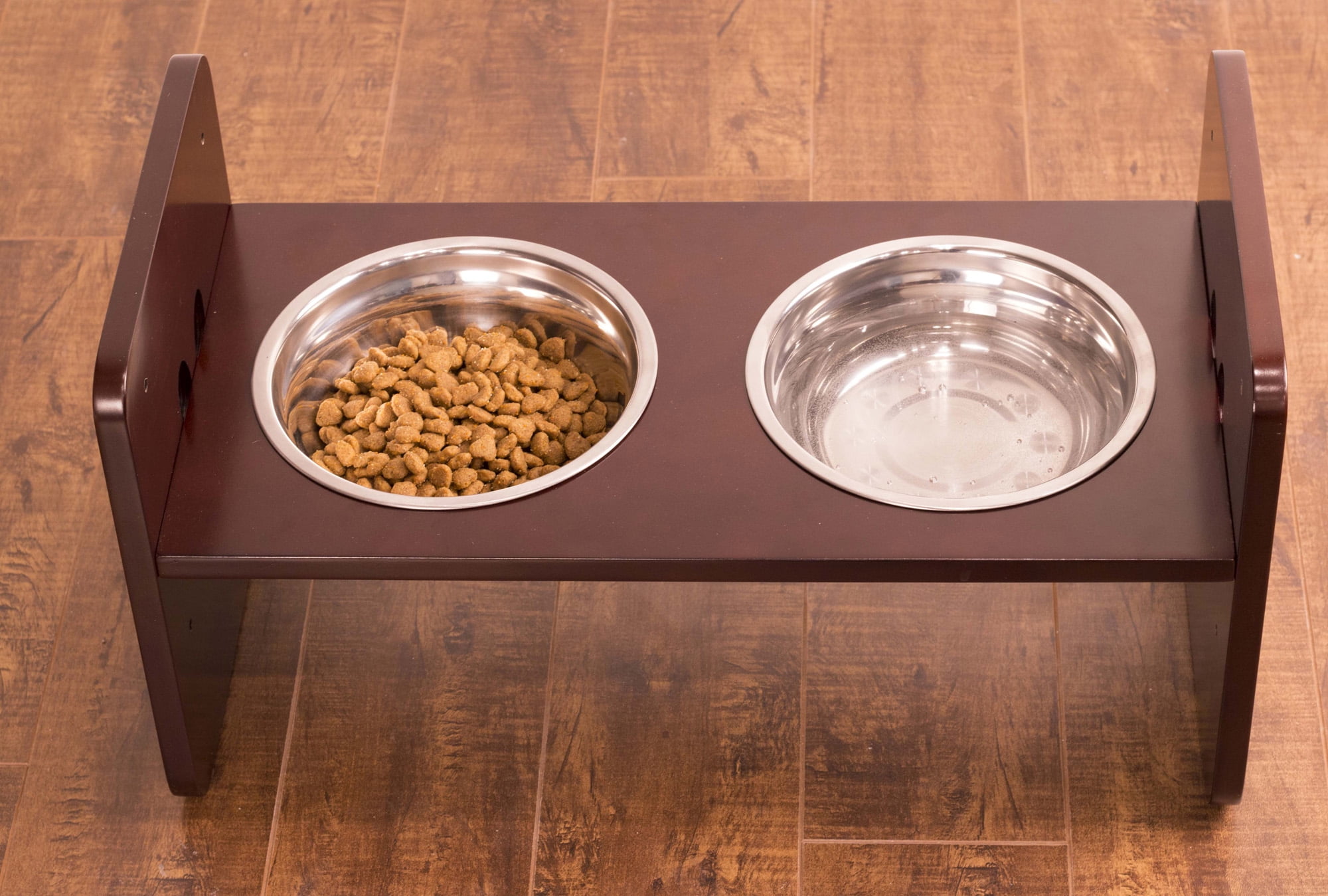 Contemporary Home Living 20" Brown Durable Adjustable Pet Feeder