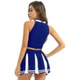 thumbnail image 2 of Doomiva Women's Adult Cheerleading Uniform Mini Pleated Skirt Schoolgirl Role Play Outfits Blue S, 2 of 7