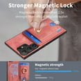 thumbnail image 5 of Nalacover 2-in-1 Magnetic Case for Samsung Galaxy S24 Ultra, Back Wallet Case with Detachable Card Holder Ring Stand Cover for Samsung Galaxy S24 Ultra, Vintage PU Leather Shockproof Case - Pink, 5 of 10
