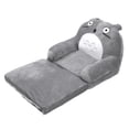 thumbnail image 2 of Sofá plegable para niños, suave y transpirable, con diseño de animales de dibujos animados, con reposabrazos para sala de estar, dormitorio, gris y blanco, 2 capas, 2 of 14