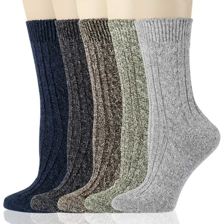 

Gaoport 5 Pairs Womens Wool Socks Thick Knit Warm Casual Wool Cozy Crew Winter Socks Christmas Gifts