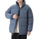 thumbnail image 3 of Gibobby Chaquetas ligeras con cierre Abrigo de invierno para hombre, cálido, de felpa, con bolsillo sólido, cuello levantado, cremallera, chaqueta con mosca(Azul,XG), 3 of 4