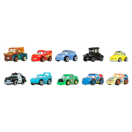 Disney and Pixar Cars Mini Racers 10-Pack, Set of 10 Toy Vehicles from the Movie (Styles May Vary)