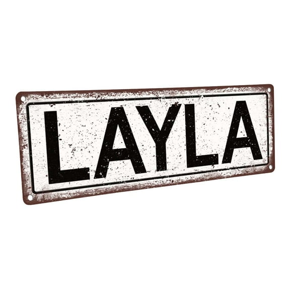 Layla 4"x12" Metal Sign, Wall Décor for Kids Room and Nursery