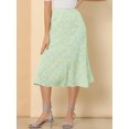 thumbnail image 5 of Allegra K Women's Peasant Elastic Waist A-Line Printed Midi Skirt, 5 of 6