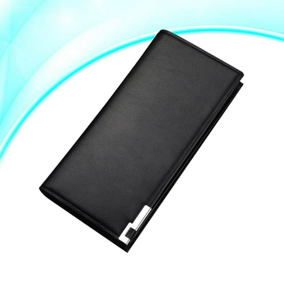 ibasenice Practical Men Purse Black Soft PU Wallet with Workmanship and Large Storage