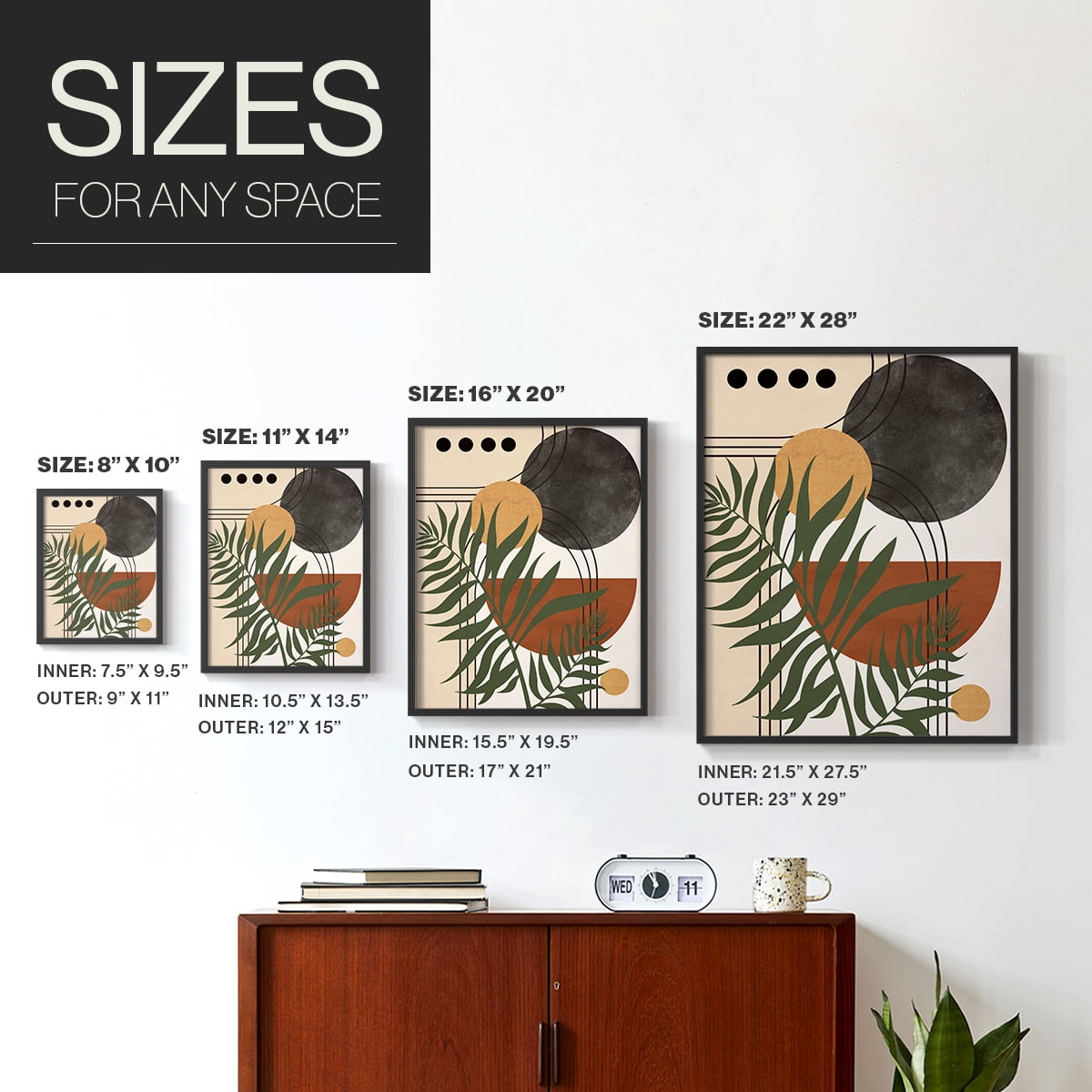 Contemporary Palm II in Paper Solid Wood 22 x 28 Framed Print