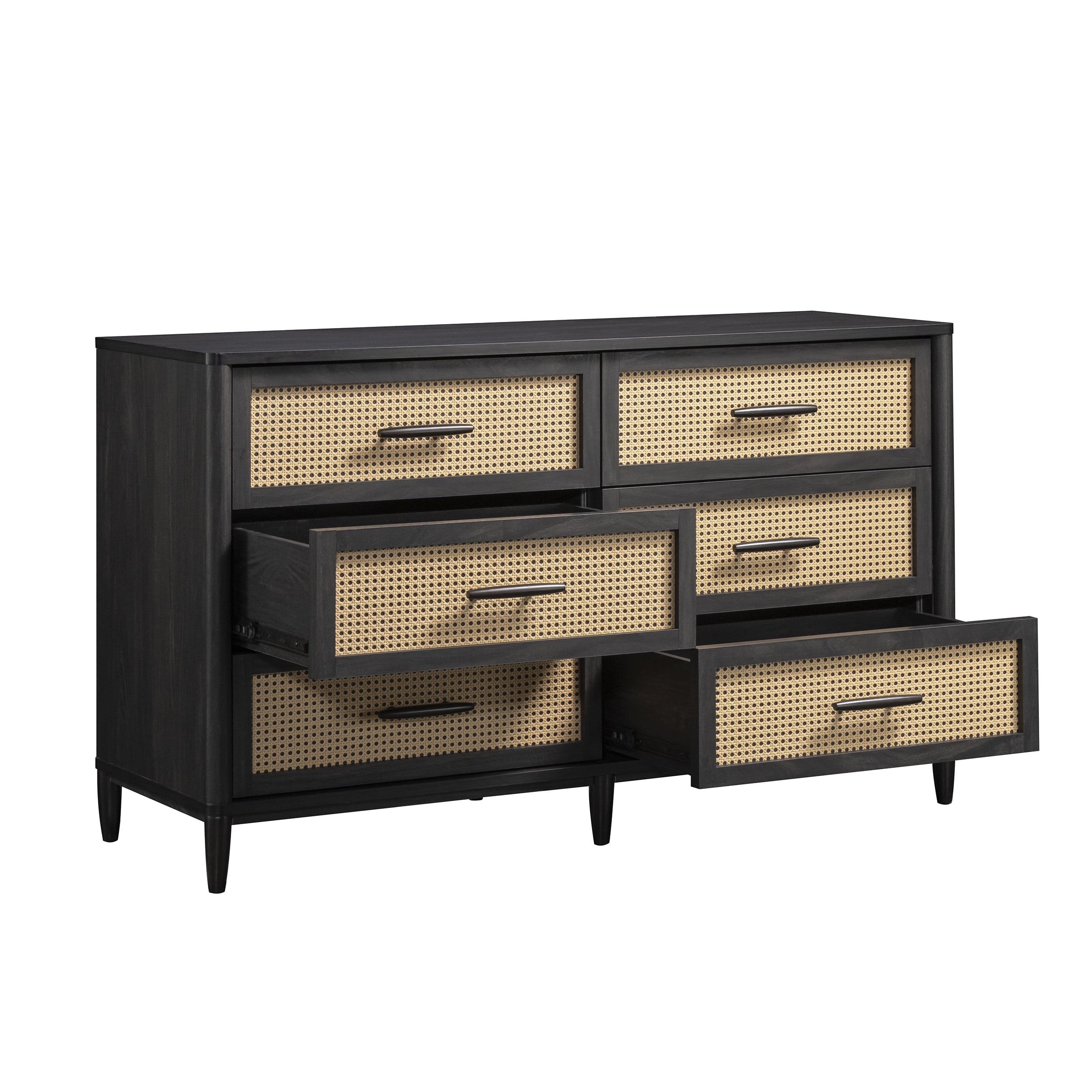 Better Homes & Gardens Springwood Caning 6-Drawer Dresser, Charcoal Finish