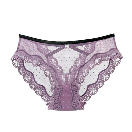 

Briefs For Women Underpants Women Lace Briefs Hollow Out Sexy Low Waist Panties Love Panties Purple L 3pcs