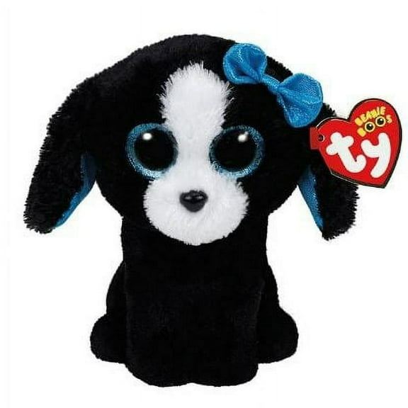 Ty Beanie Boos - TRACEY the Black & White Dog 6" Plush (Glittery Eyes) (BONUS 1 FUN CHOPS)