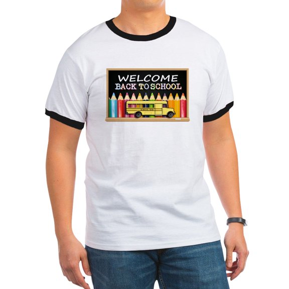 CafePress - WELCOME BACK TO SCHOOL BUS T Shirt - 100% Cotton Ringed T-Shirt