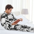 thumbnail image 6 of Sikiie Skull and palm leaves Mens Pajama Set, Soft Warm Long Sleeve Sleepwear, Cozy Button-Down Pjs for Men-Medium, 6 of 7