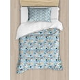 thumbnail image 1 of Retro Duvet Cover Set Twin Size, Hipster Animals with Bow Tie and Hat Wearing Dog Cat Portraits on Blue Toned Backdrop, Decorative 2 Piece Bedding Set with 1 Pillow Sham, Multicolor, by Ambesonne, 1 of 3
