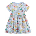 thumbnail image 4 of Ulanda Toddler Girls Dress Cotton Casual Short Sleeve Striped Jersey Dresses Summer Cartoon Dinosaurs Appliques Shirt 2-7Y (Sky Blue,6-7 Years), 4 of 9