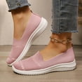 thumbnail image 2 of XUNKUSGA Shoes for Women Lightweight Breathable Sneakers For Women Casual Versatile Shallow-Cut Walking Shoes Women Slip On Mesh Knitted Flats Soft Women's Shoes Pink, 2 of 7