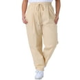thumbnail image 2 of DARING DIVA Women's Plus Straight Leg Elastic Loose Pockets Trousers Light Khaki 4X, 2 of 6