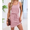 thumbnail image 6 of Women'S Waffle Knit Tank Dress Sleeveless Square Neck Casual Summer Outfit Pink XL, 6 of 9