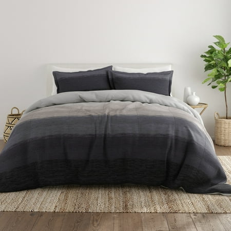 Noble Linens 2-Piece Gray Ombre Print Comforter Set, Twin/TwinXL