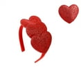 thumbnail image 2 of Minjewel Valentine's Day & Wedding Red Glitter Heart Statement Headband for Women, Wide Sparkly Party Hair Accessory for Holidays & Celebrations,A, 2 of 3