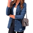thumbnail image 1 of Long Sleeve Coat, Machine Washable Casual Women Denim Jacket With Pocket For Home Leisure ANGGREK Otros, 1 of 6