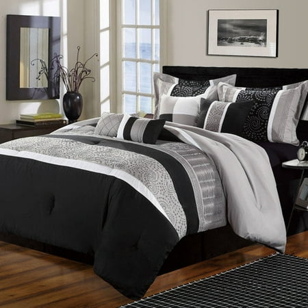 Euphoria Black Comforter Bed In A Bag Set 8 Piece