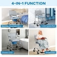 thumbnail image 4 of HOMCOM Rolling Shower Wheelchair for Seniors, Bedside Commode Chair with Padded Seat, Backrest, for Handicap, Toilet Chair, 300 lbs, Gray, 4 of 10