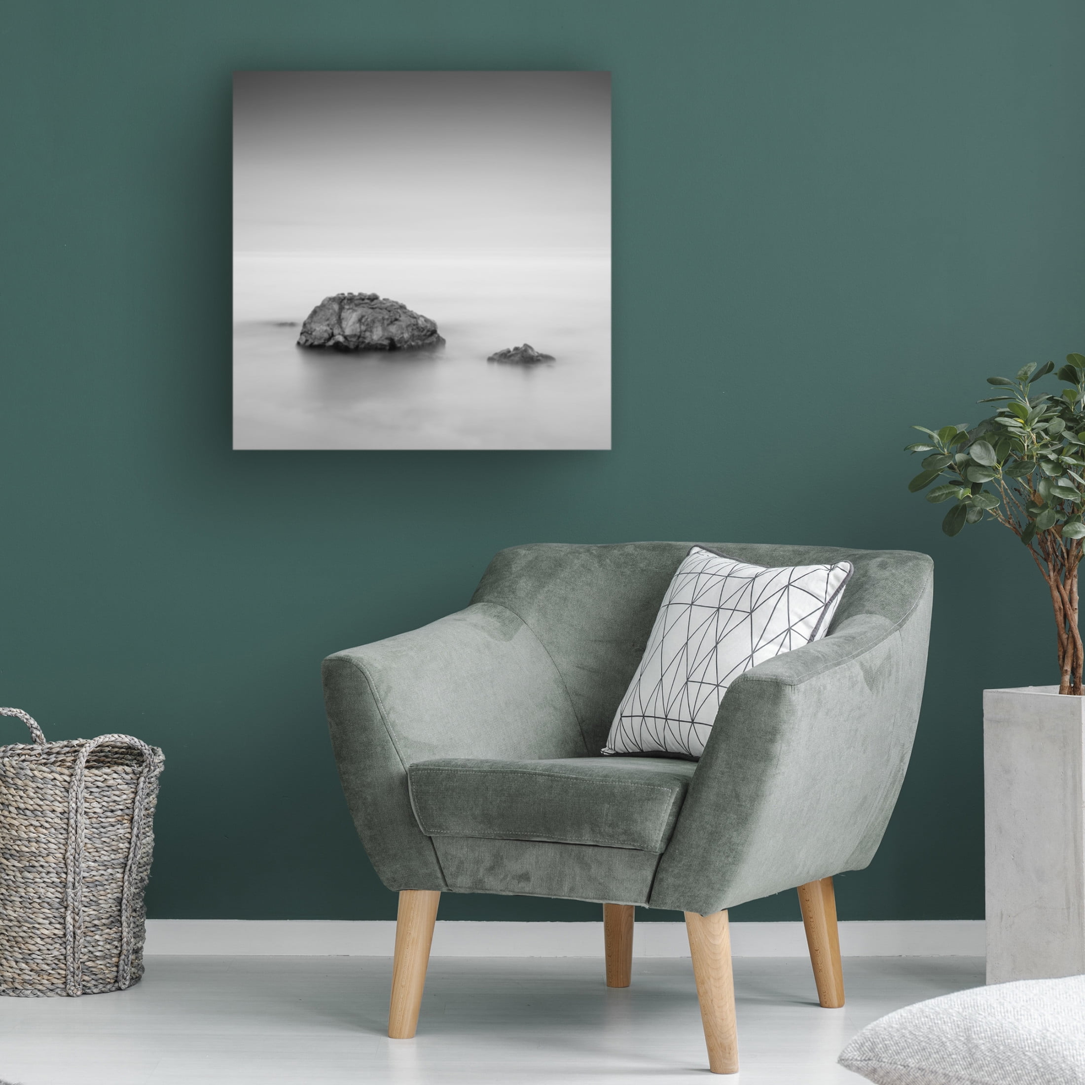 Canvas Wall Art - Catalin Baican 'Black Sea Rocks' Wall Art for Living Room, Bedroom, or Office Décor by Trademark Fine Art - 18 x 18 Inches