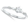 thumbnail image 4 of CHOOSE YOUR COLOR Solitaire Round White CZ Wedding Ring .925 Sterling Silver Female Size 8, 4 of 4